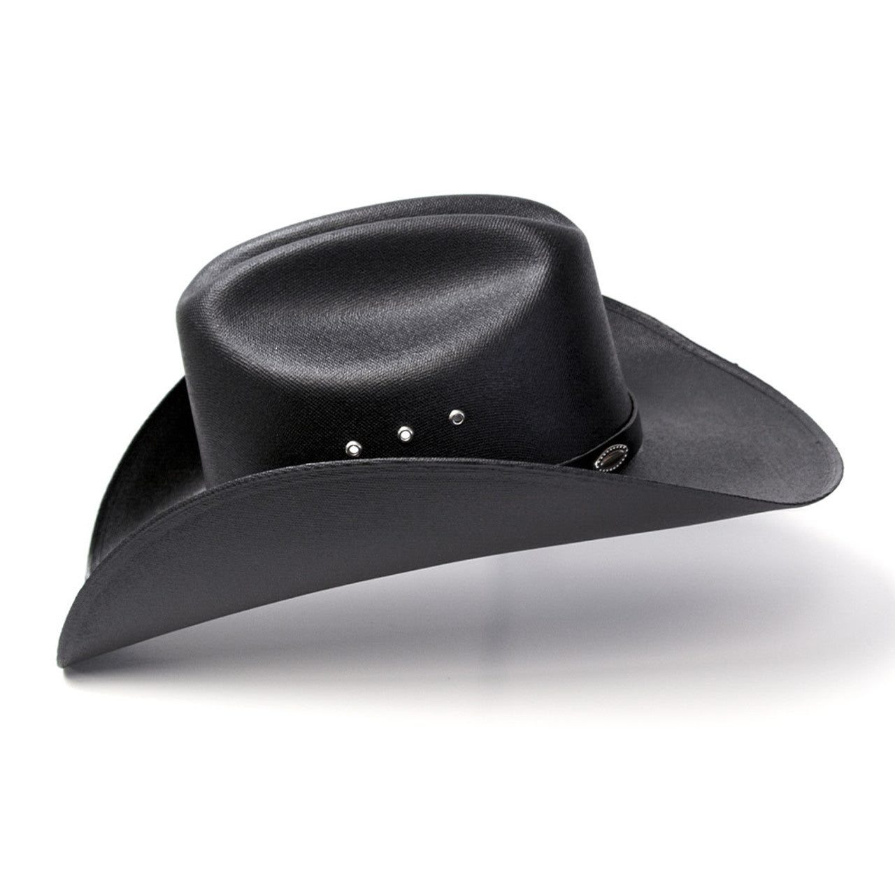 CA-4 Cattleman Straw Hat Silver Conchos in Black