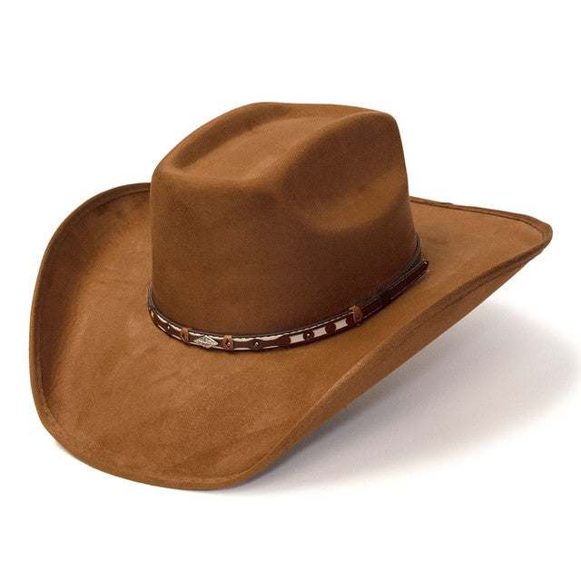 Western Express CL-93 Burnt Sienna Suede Finish Western Wide Cattleman Hat with Leather Hat Band