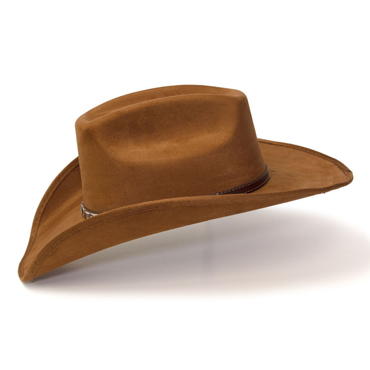 Western Express CL-93 Burnt Sienna Suede Finish Western Wide Cattleman Hat with Leather Hat Band