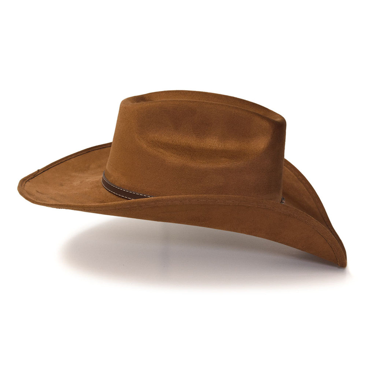 Western Express CL-93 Burnt Sienna Suede Finish Western Wide Cattleman Hat with Leather Hat Band