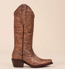 Load image into Gallery viewer, La Pintura Copper Flower Ladies Cowboy Boots
