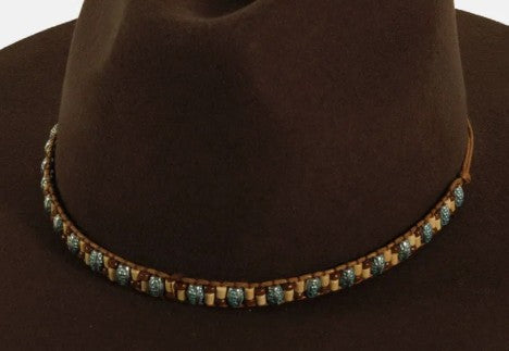 American Hat Makers Cyan | Twine Hat Band with Mini Beads and Trinkets