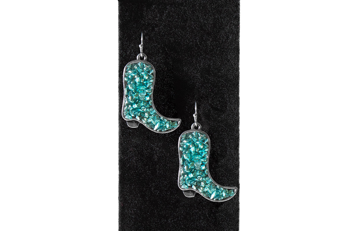 M&F D460019933 Silver Strike Earrings Chipped Turquoise Boots