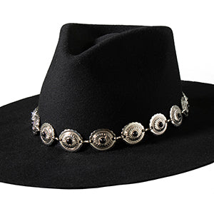 M&F 3D D740001701 Chain Hatband 1" Concho Stone Black