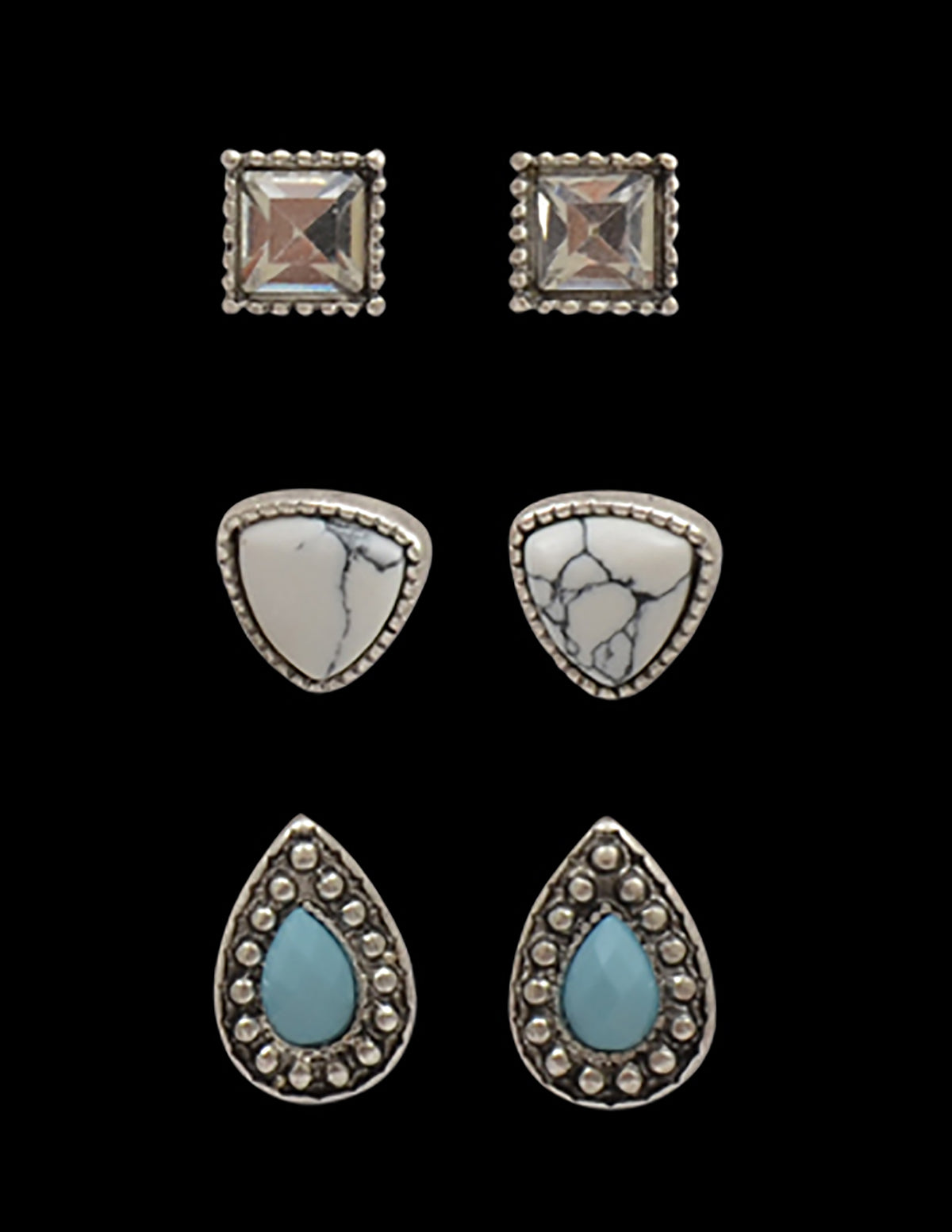 M&F Silver Strike Stud Earrings 3 pieces DE021SBTQ