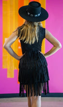 Load image into Gallery viewer, Lucky &amp; Blessed Black Suede Fringe Dress DR066-BK

