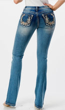 Load image into Gallery viewer, Grace Jeans Floral Embellished Easy Boot Cut Jeans EB-51758
