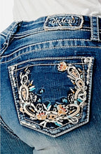 Load image into Gallery viewer, Grace Jeans Floral Embellished Easy Boot Cut Jeans EB-51758
