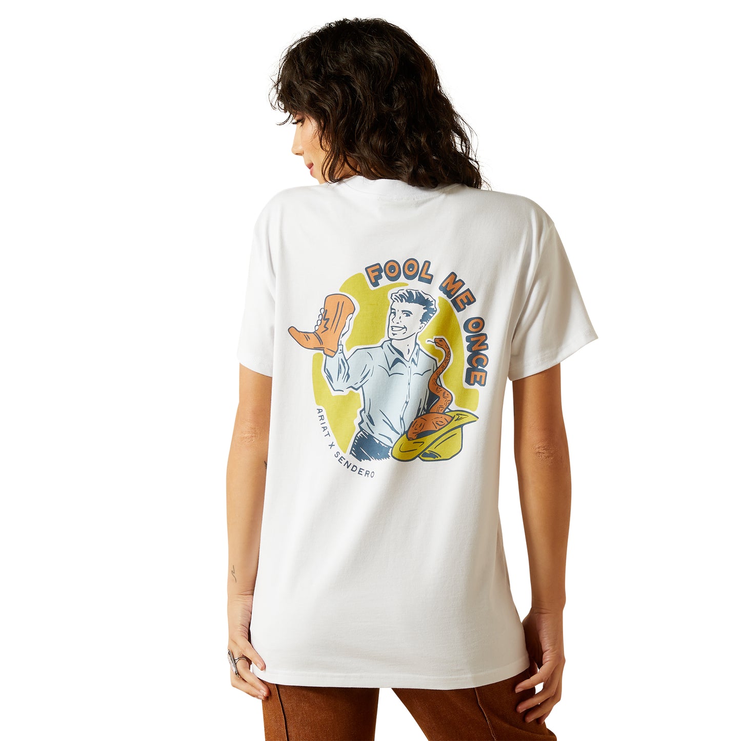 Ariat Unisex Sendero Fool Me Once T-Shirt 10062400 in White
