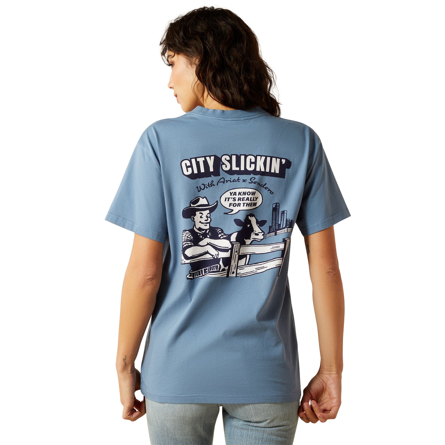 Ariat Unisex Sendero Country Fences T-Shirt 10062404 in Copen Blue 10062404