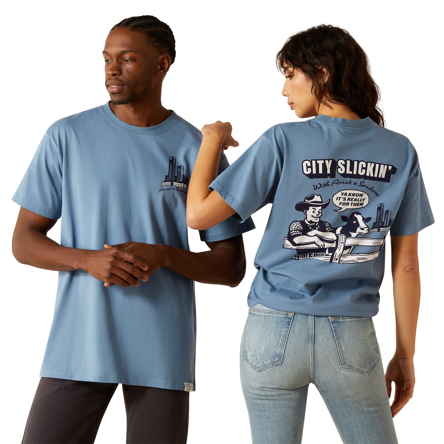 Ariat Unisex Sendero Country Fences T-Shirt 10062404 in Copen Blue 10062404