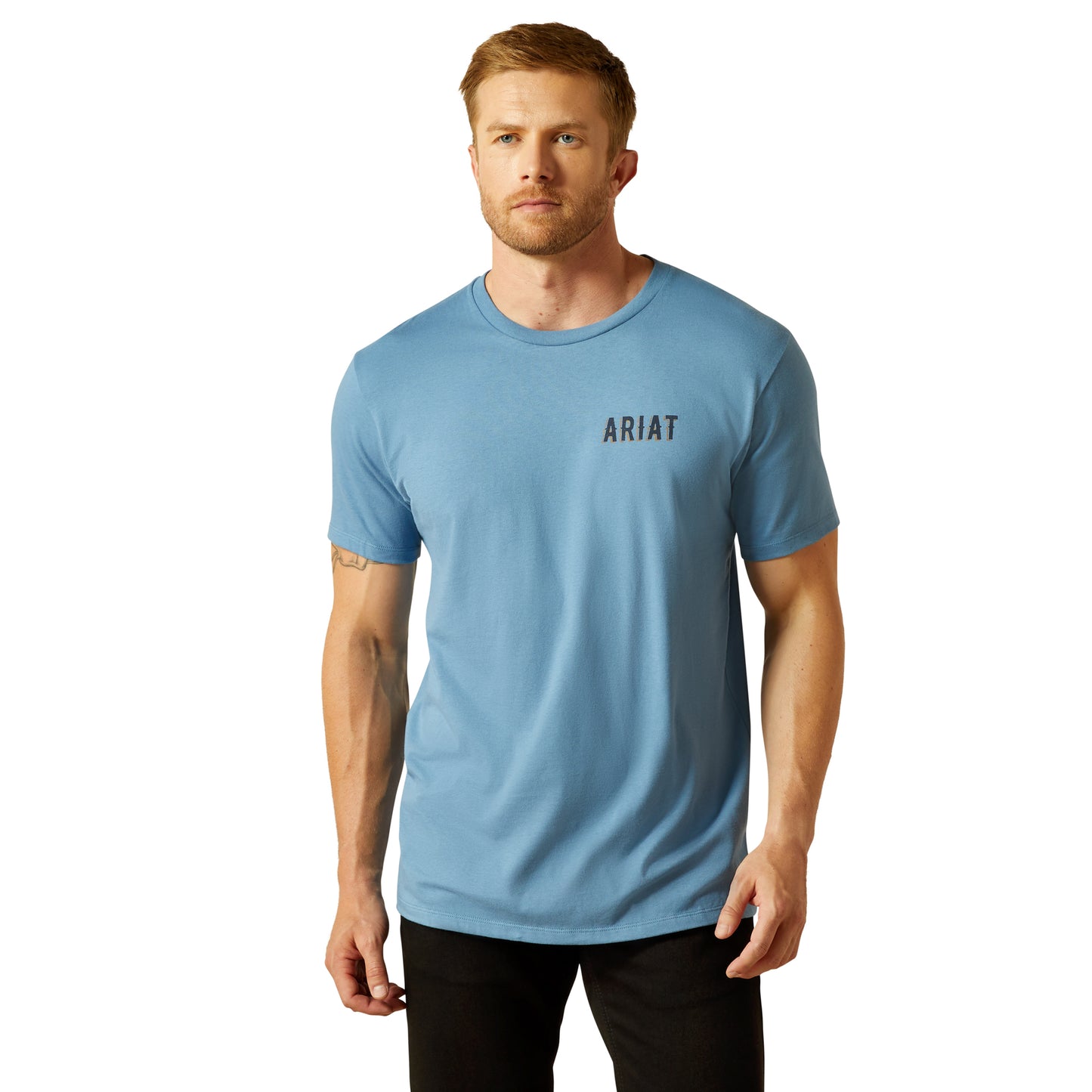 Ariat Mens Blazing Saddle T-Shirt 10062421 in Cornet Blue