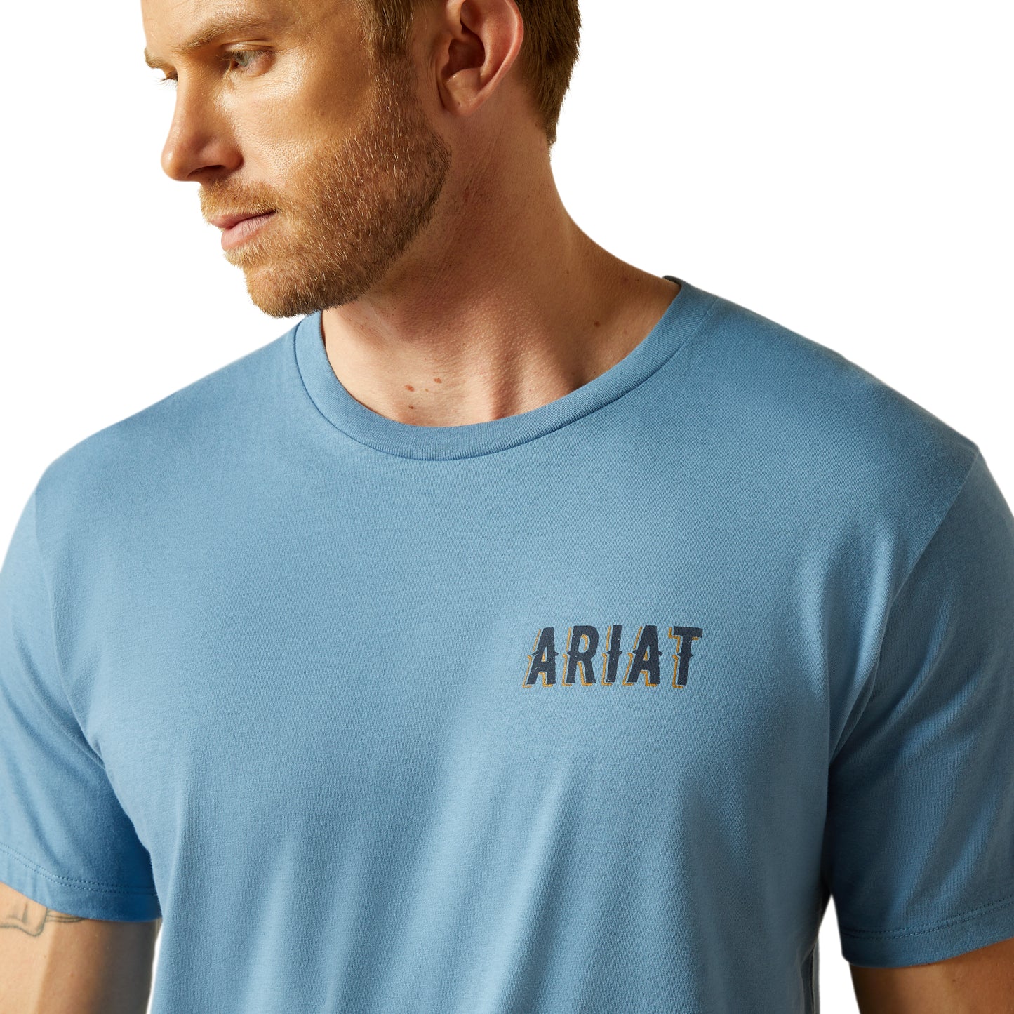 Ariat Mens Blazing Saddle T-Shirt 10062421 in Cornet Blue