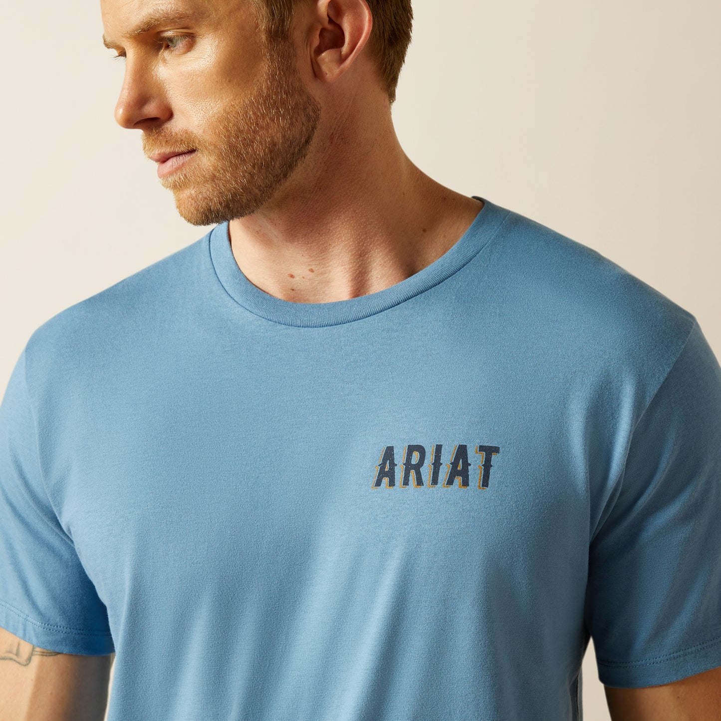 Ariat Mens Blazing Saddle T-Shirt 10062421 in Cornet Blue