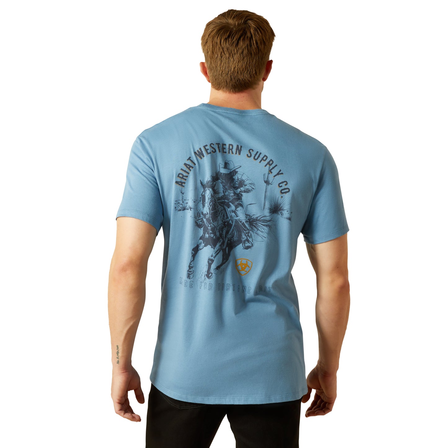 Ariat Mens Blazing Saddle T-Shirt 10062421 in Cornet Blue