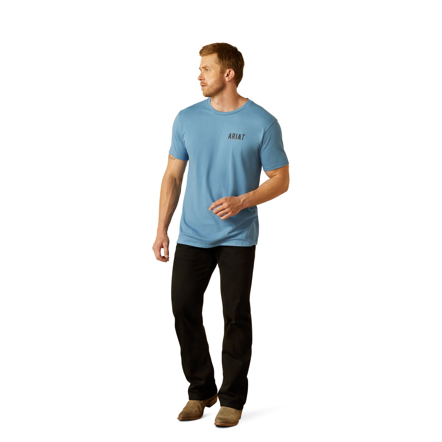 Ariat Mens Blazing Saddle T-Shirt 10062421 in Cornet Blue
