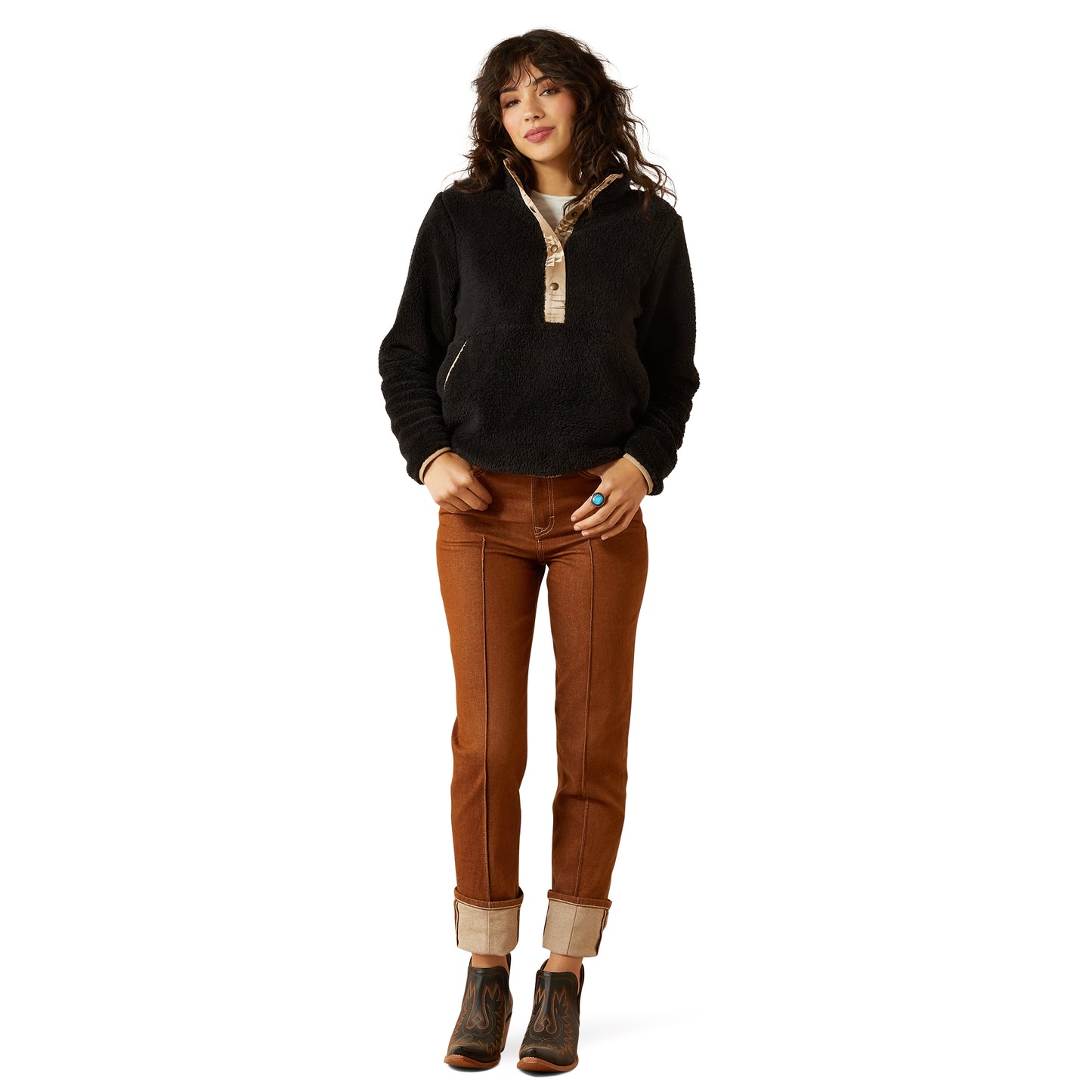 Ariat Ladies 10062612 Berber Snap Front Sweatshirt in Black