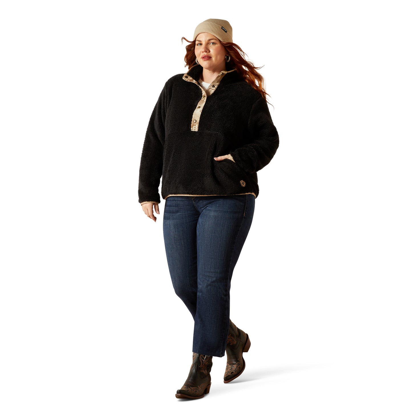 Ariat Ladies 10062612 Berber Snap Front Sweatshirt in Black