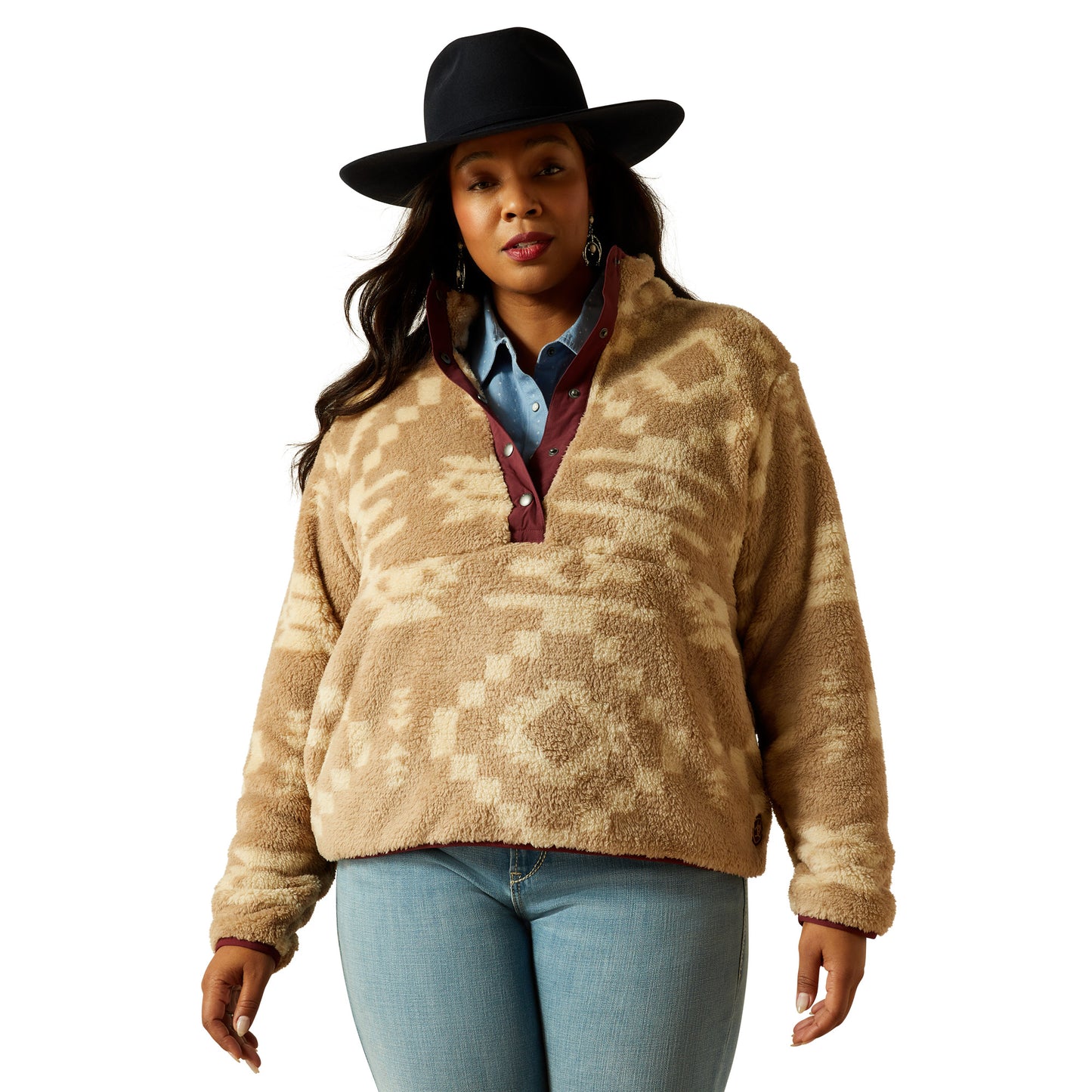 Ariat Ladies 10062615 Berber Snap Front Sweatshirt in Lone Ridge Print