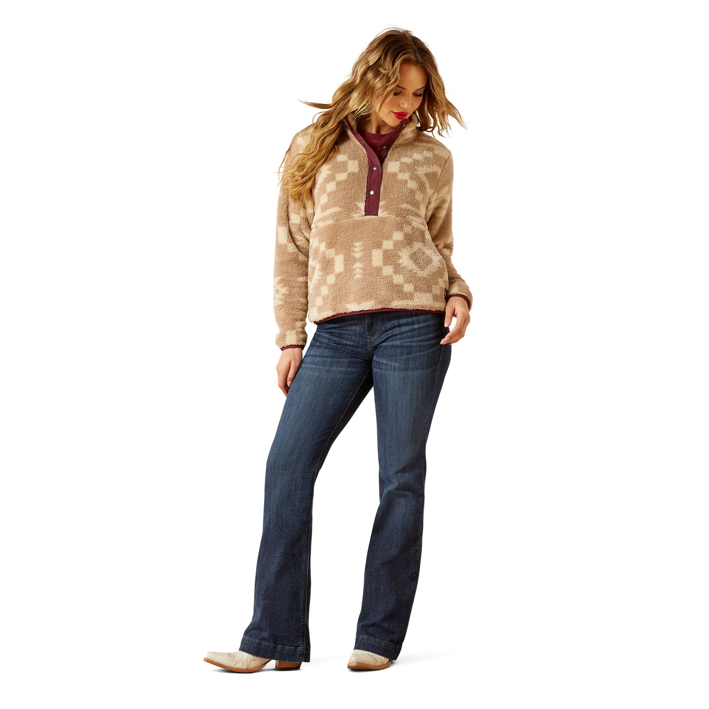 Ariat Ladies 10062615 Berber Snap Front Sweatshirt in Lone Ridge Print