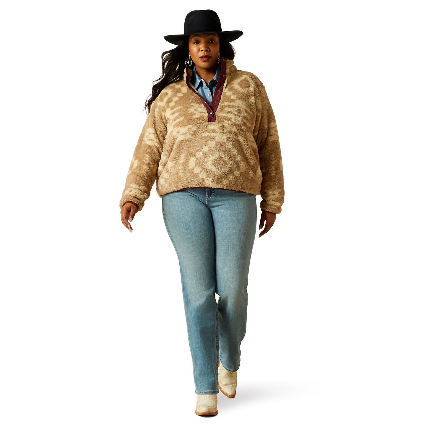 Ariat Ladies 10062615 Berber Snap Front Sweatshirt in Lone Ridge Print