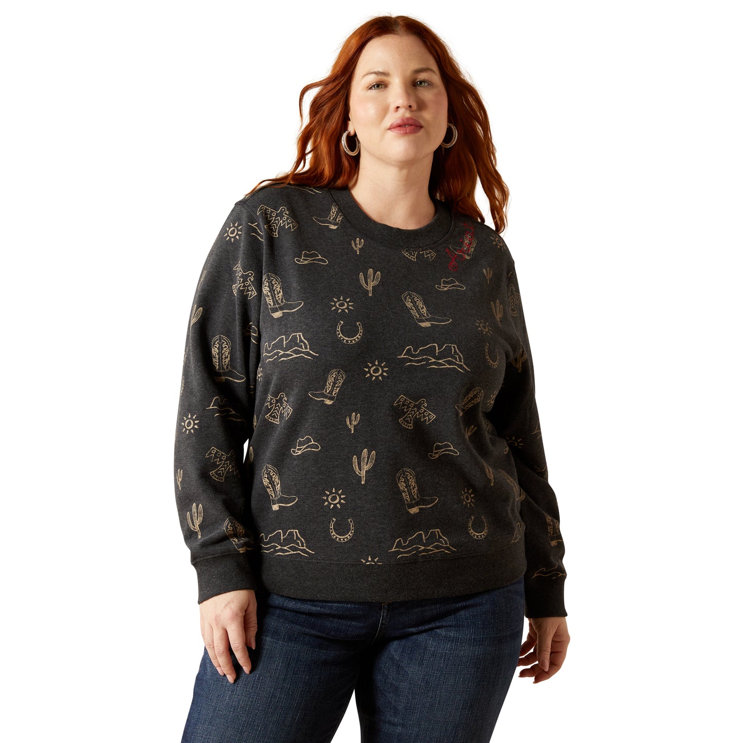 Ariat Ladies 10062737 Essential Crew Sweatshirt in Heather Black