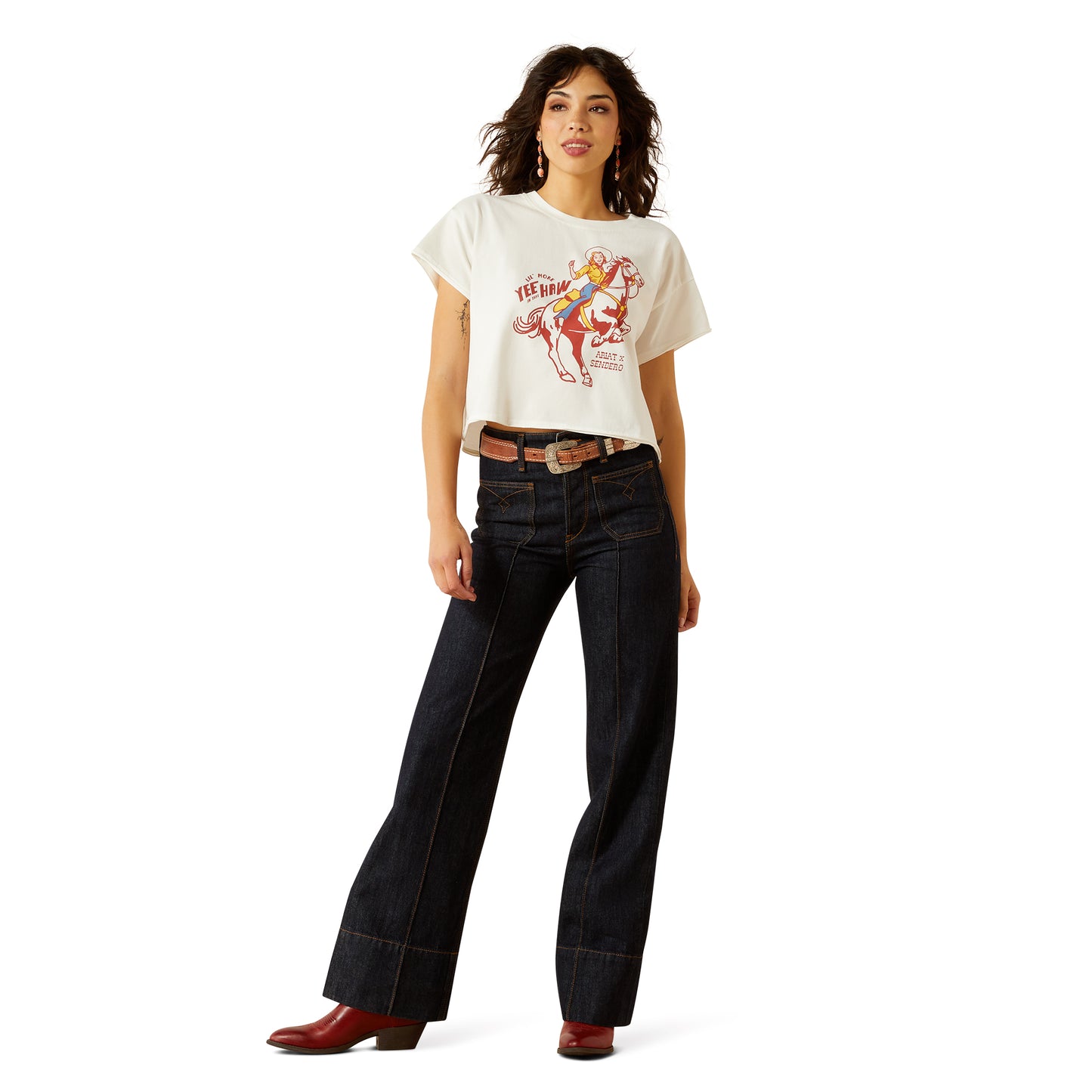 Ariat Ladies 10062910 Sendero Yeehaw T-Shirt in White