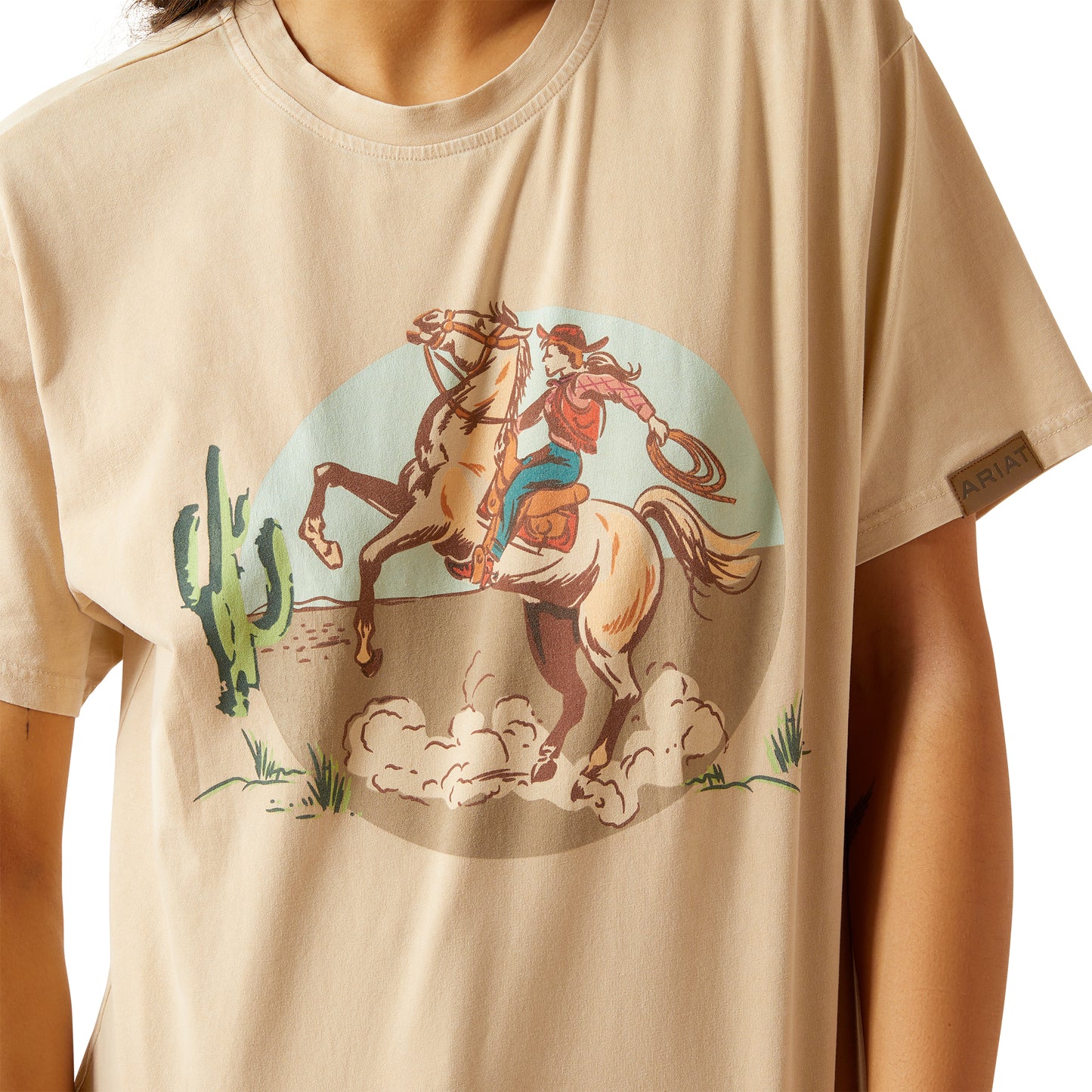 Ariat Ladies 10062916 Ride On T-Shirt in Oyster Grey Mineral Wash