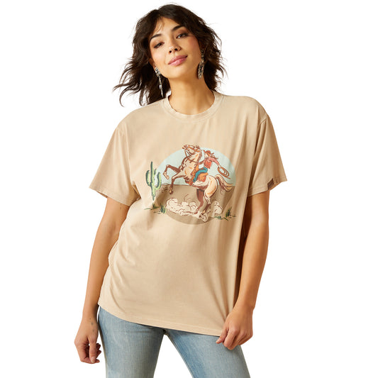 Ariat Ladies 10062916 Ride On T-Shirt in Oyster Grey Mineral Wash