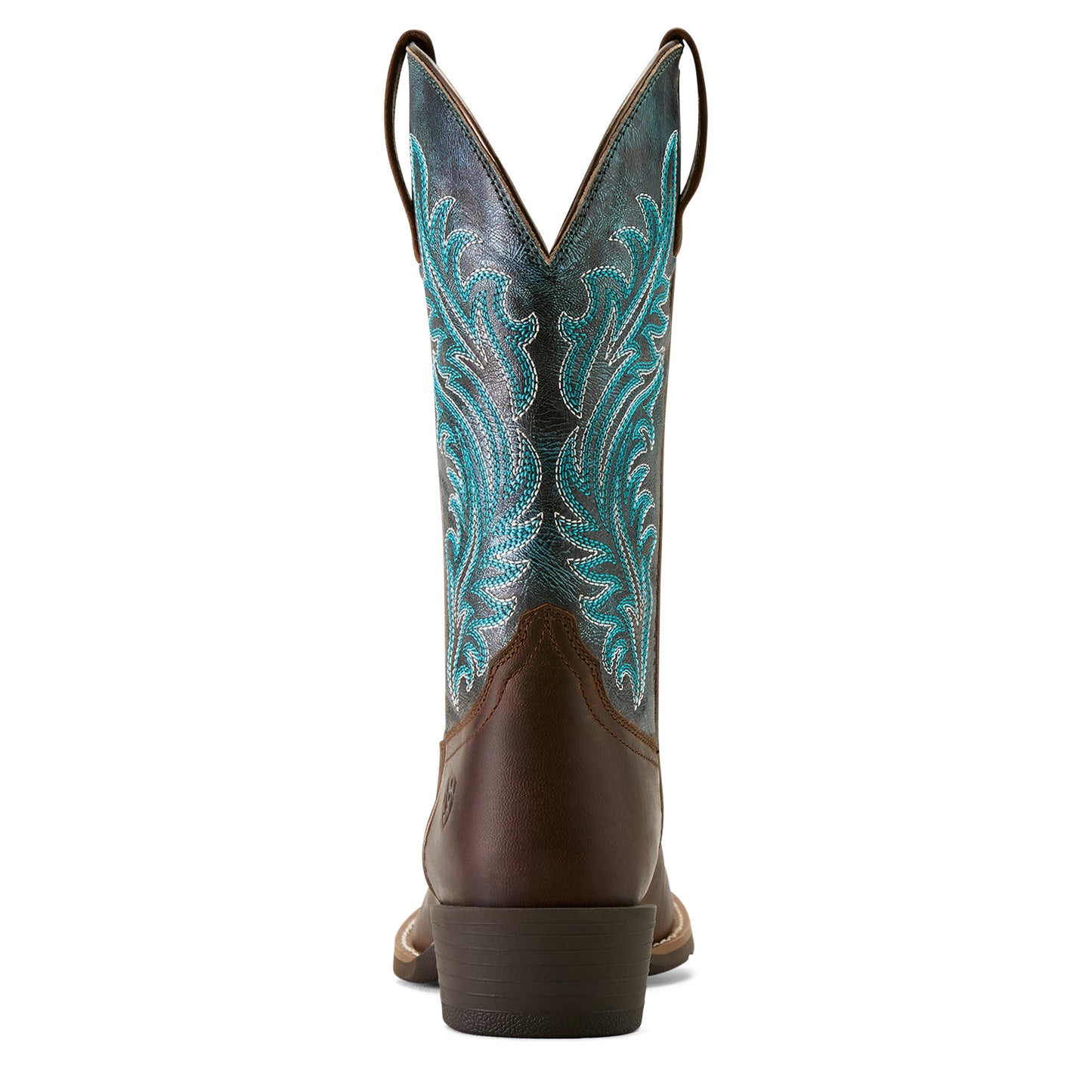 Ariat Ladies 10064077 Round Up Narrow Cutter Toe Western Boots in Sassy Brown and Ocean