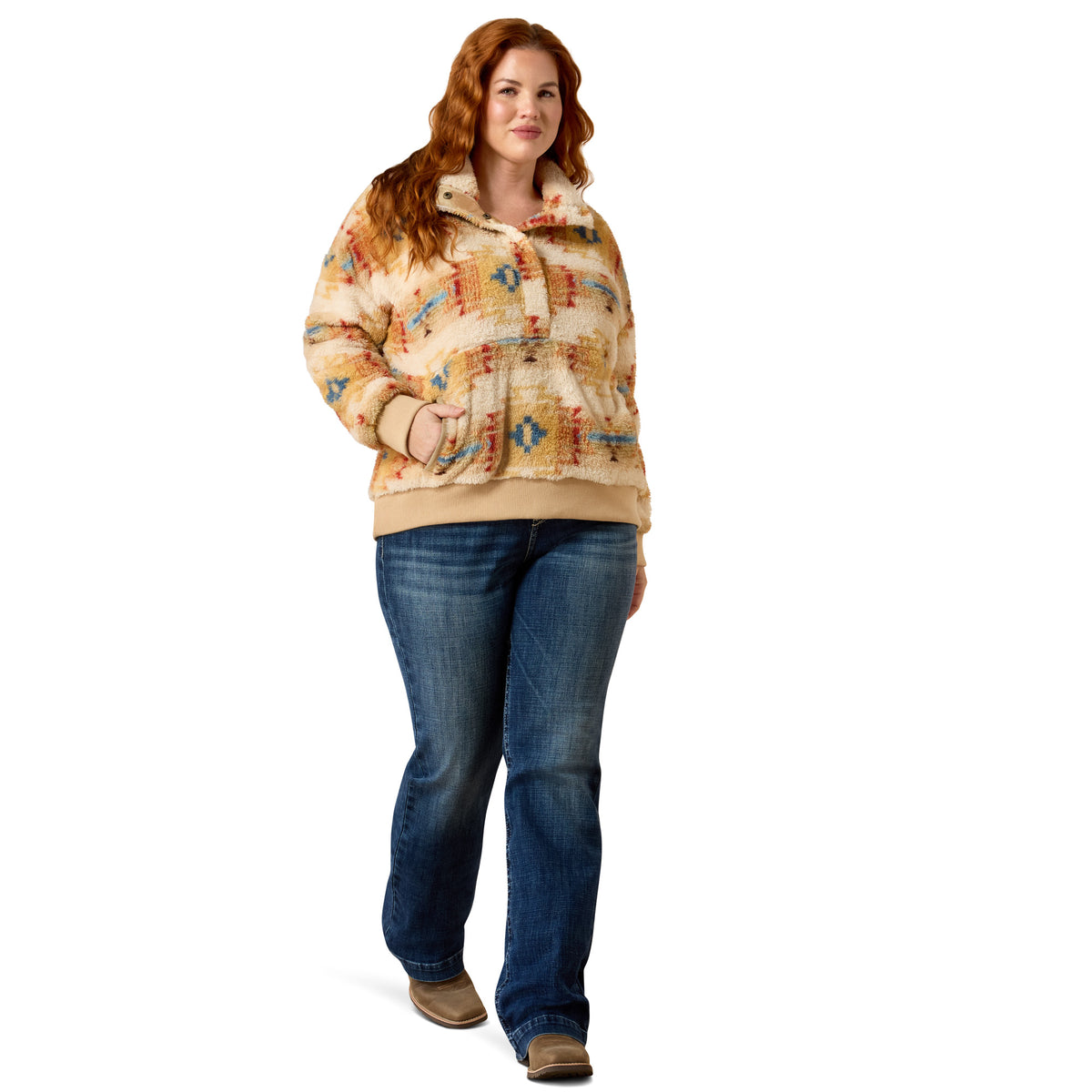 Ariat Ladies 10079471 Berber Snap Front Sweatshirt Somona Southwest Print