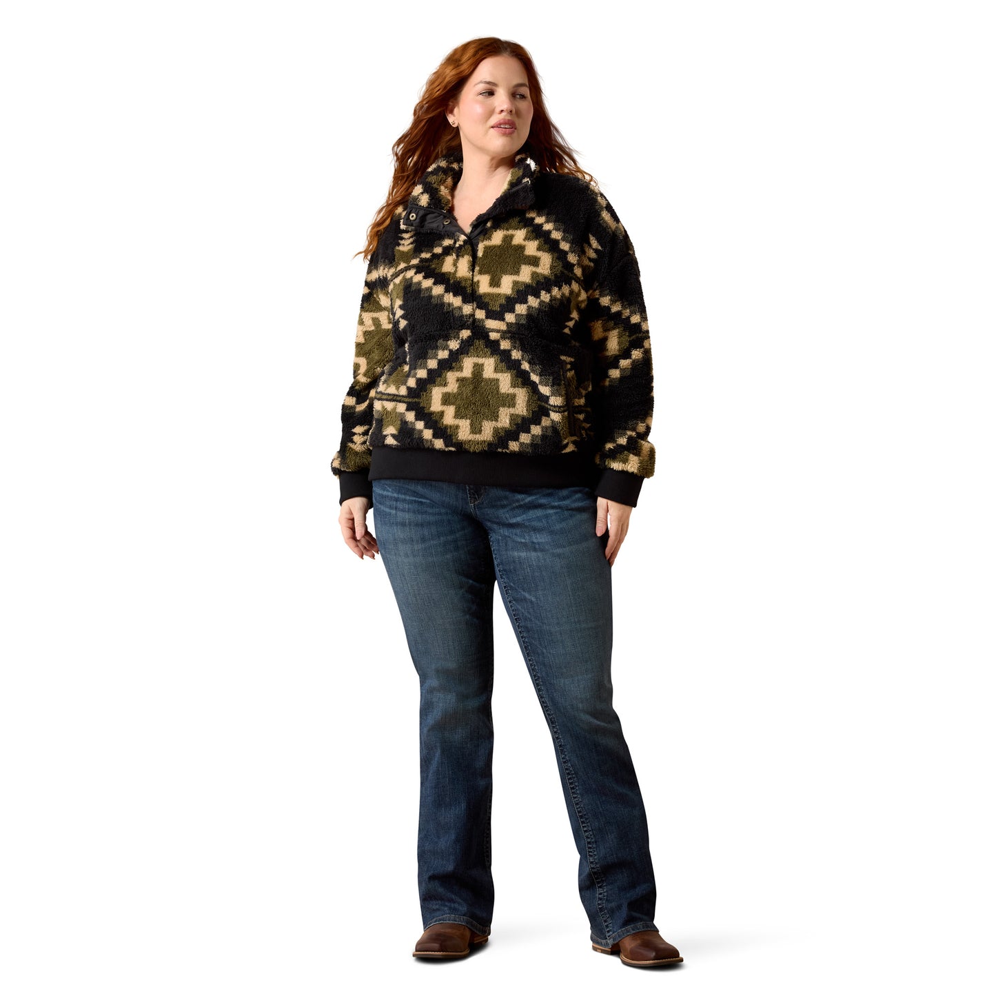 Ariat Ladies 10079622 Berber Snap Front Sweatshirt Gambit Southwest Print