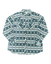 Load image into Gallery viewer, MontanaCo Men&#39;s Long Sleeved All Over Aztec in Blue Print Western Snap Shirt M-1105
