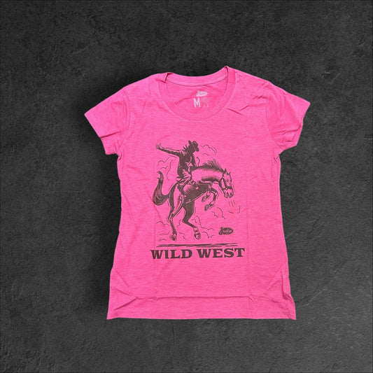 Justin Brands Ladies Wild West Tee in Hot Pink Heather J-G3188
