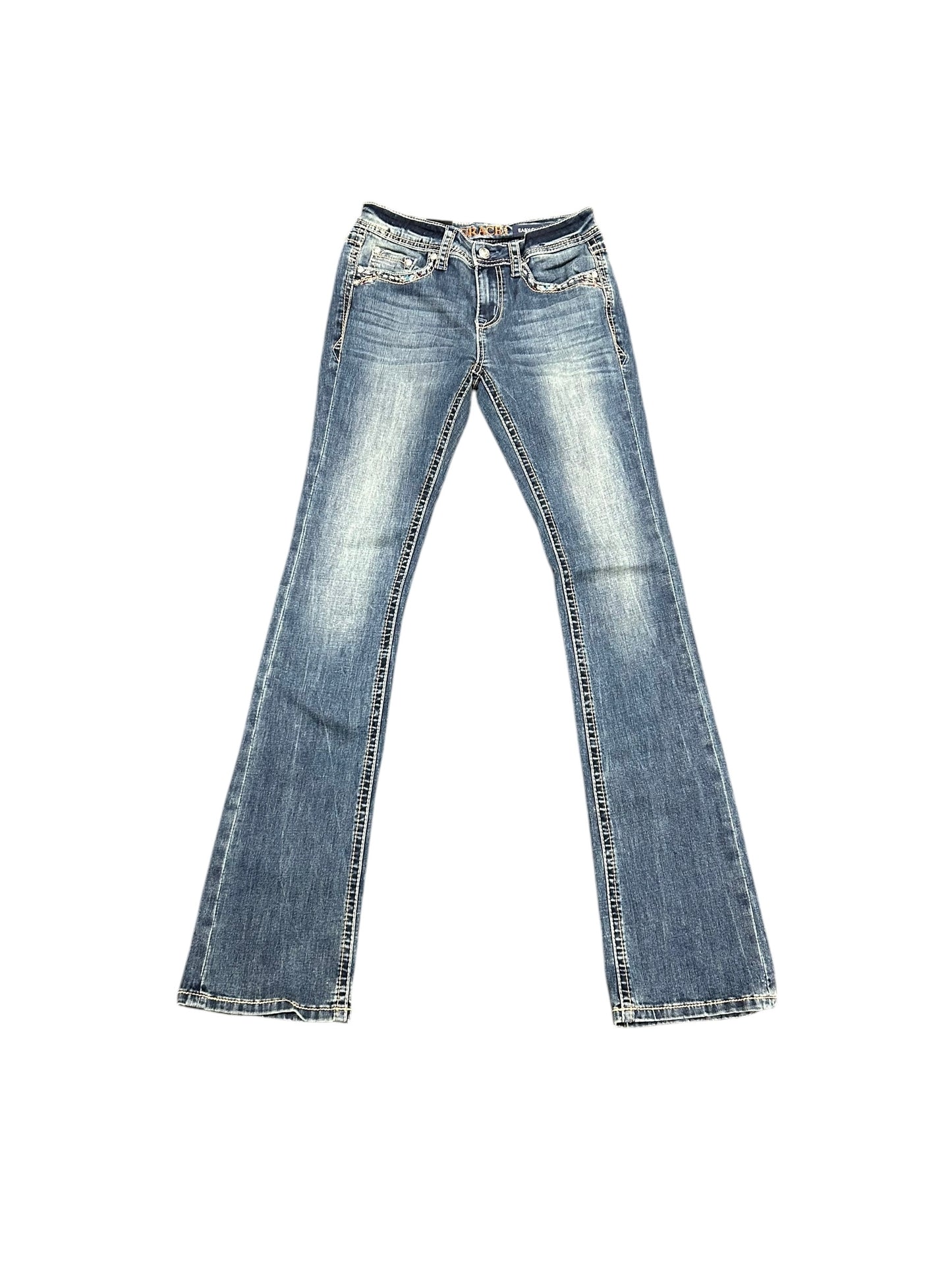 Grace Jeans Steer Head Colourful Embroidered Mid Rise Bootcut Jeans EB61891