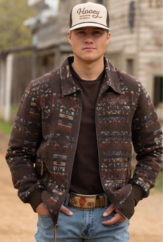 Hooey Bomber Jacket Brown/ Aztec HJ130BRAZ