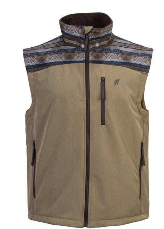 "Hooey Softshell Vest" Tan w/ Tan & Brown Aztec HV109TNAZ