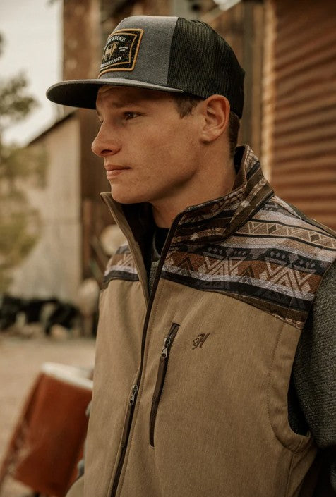 "Hooey Softshell Vest" Tan w/ Tan & Brown Aztec HV109TNAZ
