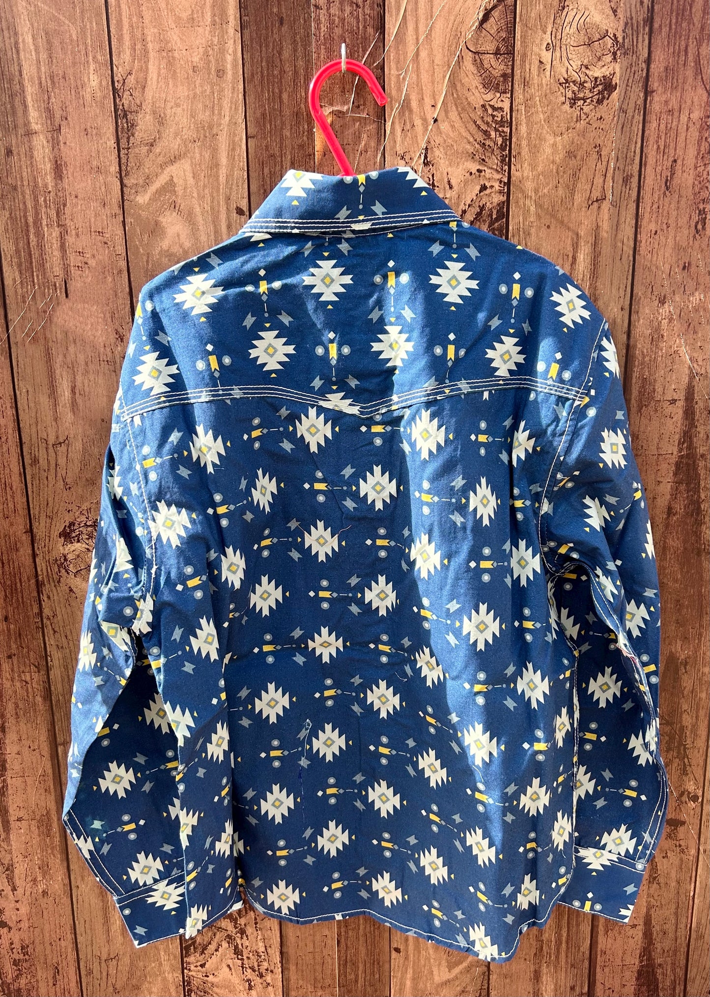 MontanaCo Blue Large Aztec Print Kids Shirt B-1106