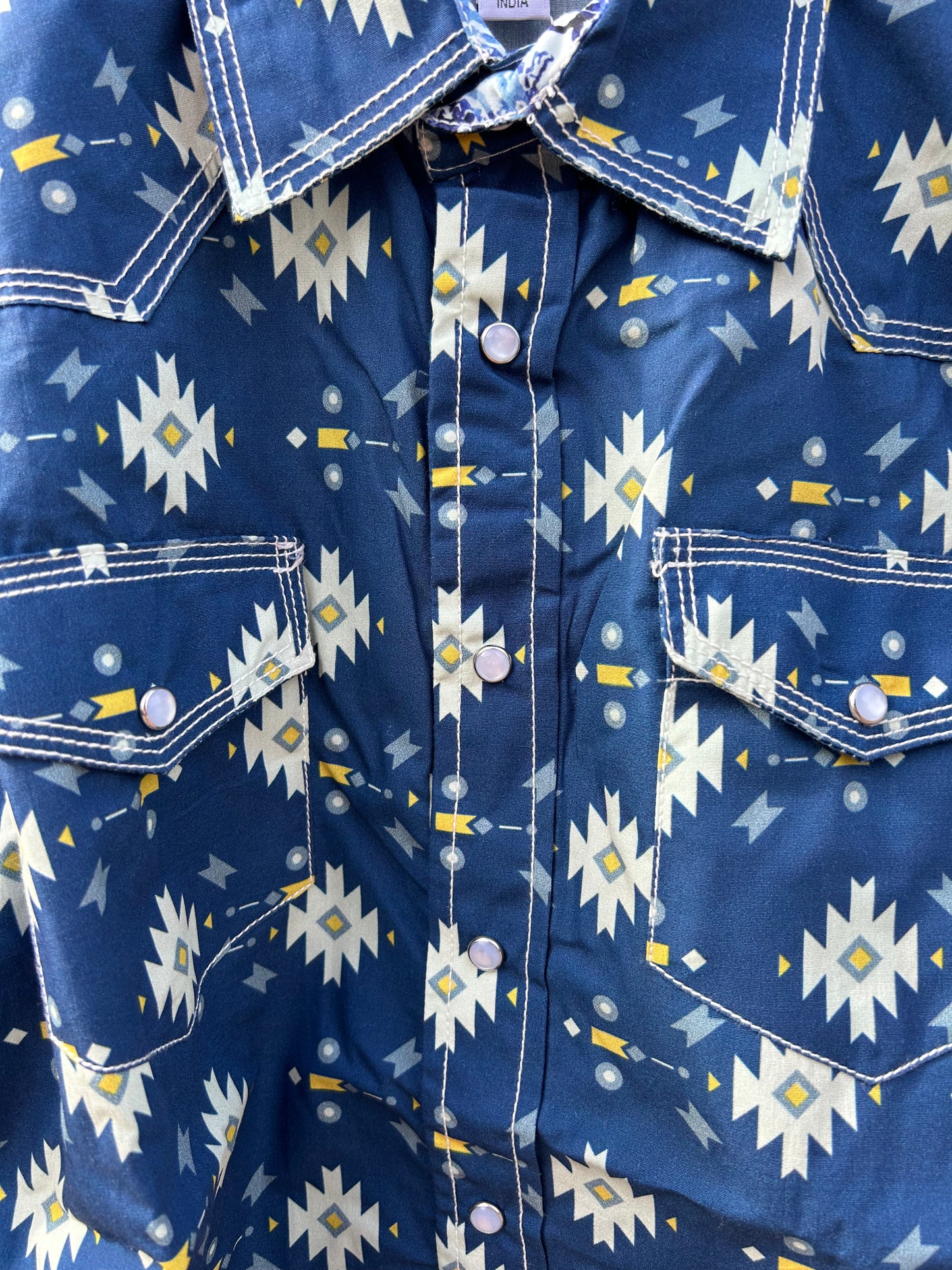 MontanaCo Blue Large Aztec Print Kids Shirt B-1106