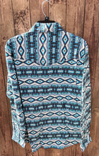Load image into Gallery viewer, MontanaCo Men&#39;s Long Sleeved All Over Aztec in Blue Print Western Snap Shirt M-1105
