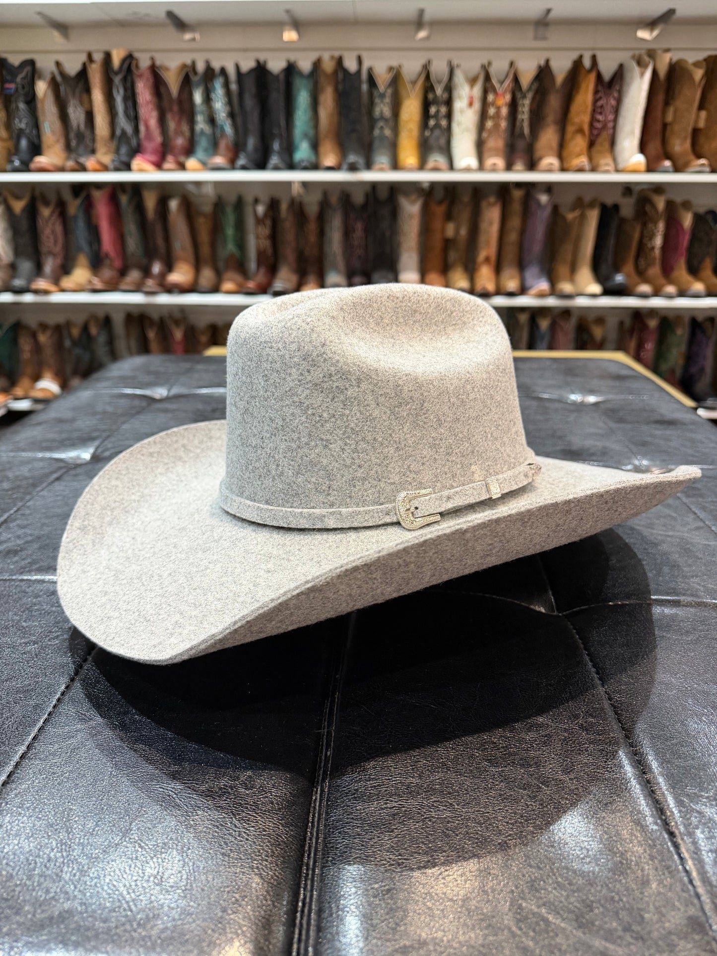 American Hat Makers Beau Cattleman Felt Cowboy Hat in Charcoal Tweed Fleck 710087