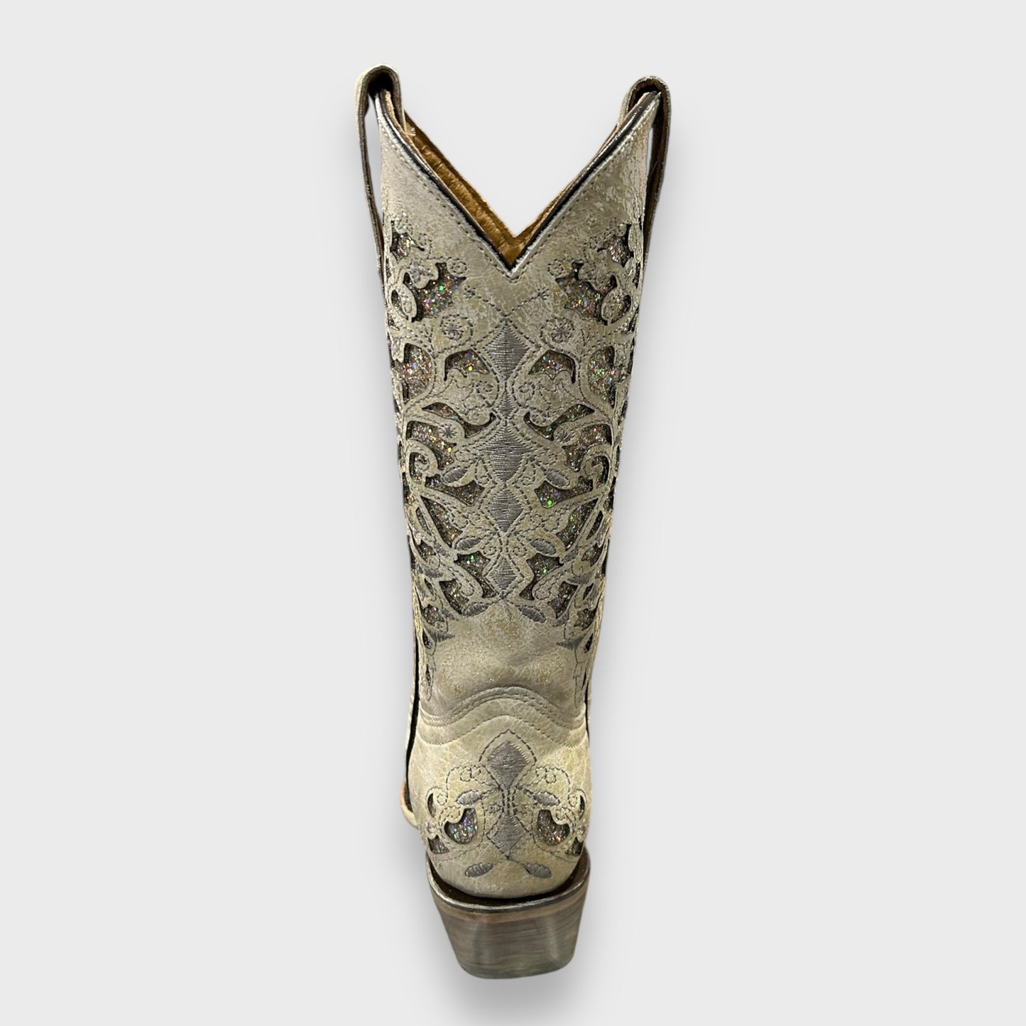 Corral Teens T0021 White Glitter inlay Cowboy Boots