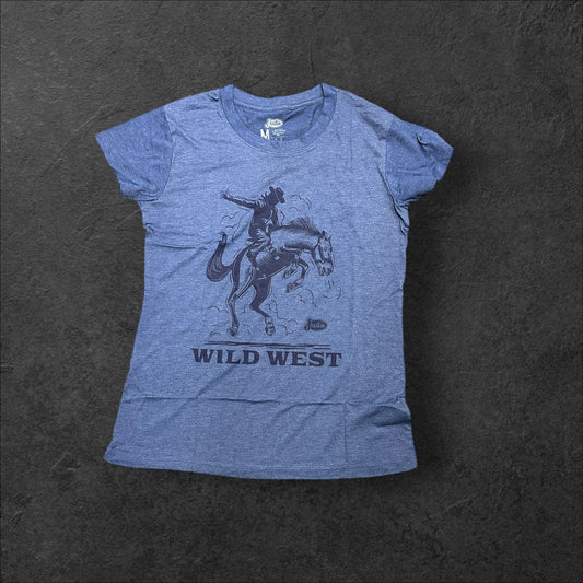 Justin Brands Ladies Wild West Tee in Royal Navy Heather J-G3188