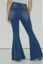 Load image into Gallery viewer, Lucky &amp; Blessed Plus Size Denim Tummy Control Flare Jeans W Fringe Pockets JE165-MW-X
