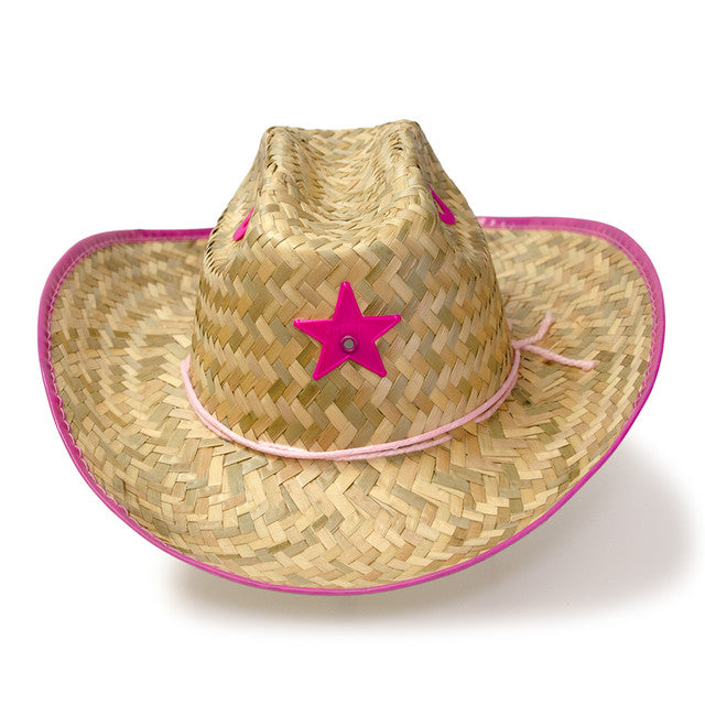 Western Express JJ-5 Palm Straw Hat Sheriff Pink