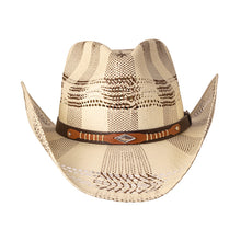 Load image into Gallery viewer, Western Express LIN-101 Straw Hat - Diamond Concho - Ivory &amp; Brown Weave

