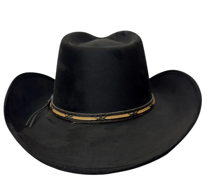 American Hat Makers Lawman Pinch Top Cowboy Hat in Black