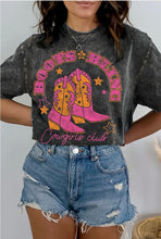 Load image into Gallery viewer, Amused by Blue Boots Cowgirls - Mineral Wash Oversize T-Shirt MB1494 MT
