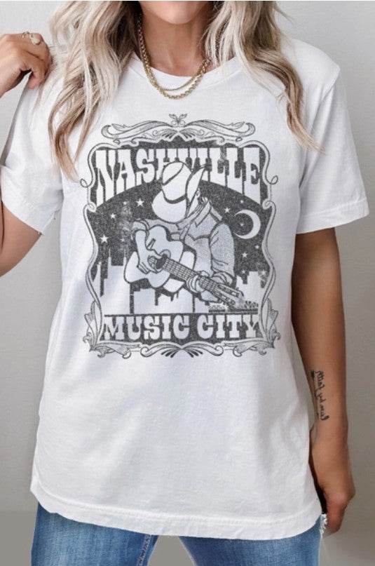 Amused by Blue - Nashville - White T-Shirt MB1693T